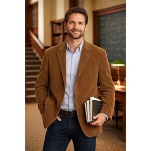 Covington Blazer Jacket Mens 46R Brown  Textured Corduroy Two Buttons